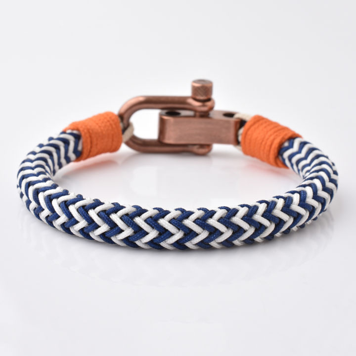 Fashion Cool Man Bracelet Stainless Steel Copper Color Screw U Shackle Nylon Rope Men Bracelets