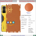 Xiaomi Poco F4 GT, Full Back Protection Vinyl Skin/Wrap in variety of Textures and Colors for PocoF4GT, F4GT. 