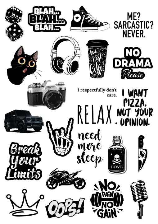 Black Dark Stickers Aesthetic Stickers 23 Pieces of Cool Stickers For ...