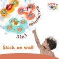 Baby Rattles Set with Suction Cup Spinner Toy Ideal for Travel, Dining Table, and Bathroom | 3pcs Educational Sensory Fidget Toys for Toddlers, Boys & Girls Fun Animal Spinning Baby Bath Toys Gift. 
