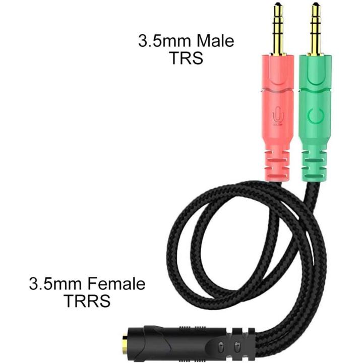 Headset Splitter Cable for PC 3.5mm Jack Headphones Adapter Convertors for PC 3.5mm Female with Headphone/Microphone Transform to 2 Dual 3.5mm Male for Computer Simultaneously Y Splitter Audio
