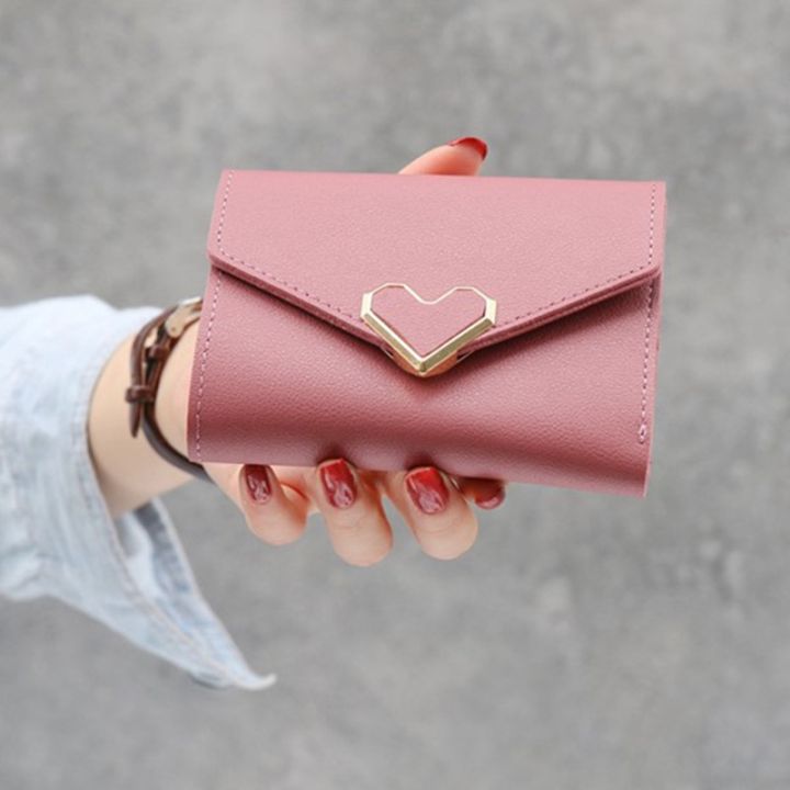 Women Purse Small Candy Color Short Leather Heart Wallet Luxury Brand Famous Mini Female Fashion Wallets Credit Card Holder