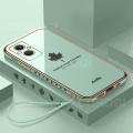 For OPPO F21 Pro 5G Back Cover with Lanyard Fashion Shiny Plating Maple Leaf Design Camera Lens Protection Square Edge Soft Silicone Protective Phone Case. 