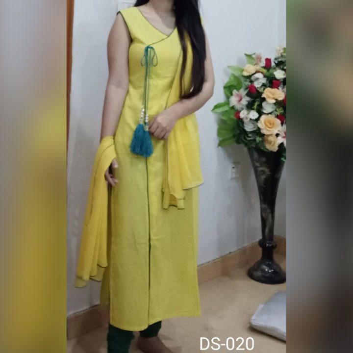 Yellow cotton Mayon Dress For Women