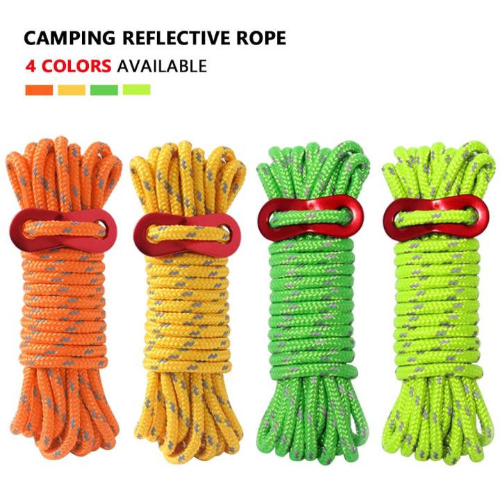 FG Outdoor 4mm Reflective Camping Tarp Tent Rope Runners Velarium Guy Line Cord Wind Rope 10M for Camping Tent Awning Canopy #425102