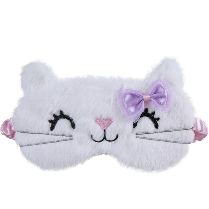 Plush Sleeping Mask Blindfold Cute Cat Eye Cover Kids Anime Sleep Mask Cartoon Soft Plush Mask Travel Rest Sleeping Aid Eyepatch