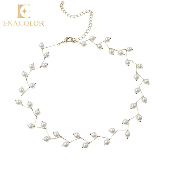 Fish Line Pearl Necklace Choker Short Clavicle Chain Women