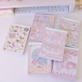 Kawaii Cinnamoroll Kuromi My Melody Coloring Page Sticky Note Pad Anime Sanrioed Girl's Heart Message Notebook Included Stickers. 