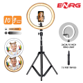 Energy - ENRG LED Ringlight 10 Inch \ 26 cm With 7.5ft Metal Tripod Stand And Mobile Phone Holder Black. 