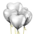 5 PCS Large Silver Heart Foil Balloons - Valentines Balloons Heart Shaped Foil Balloon for Valentines Day Wedding Balloon Party Decorations. 