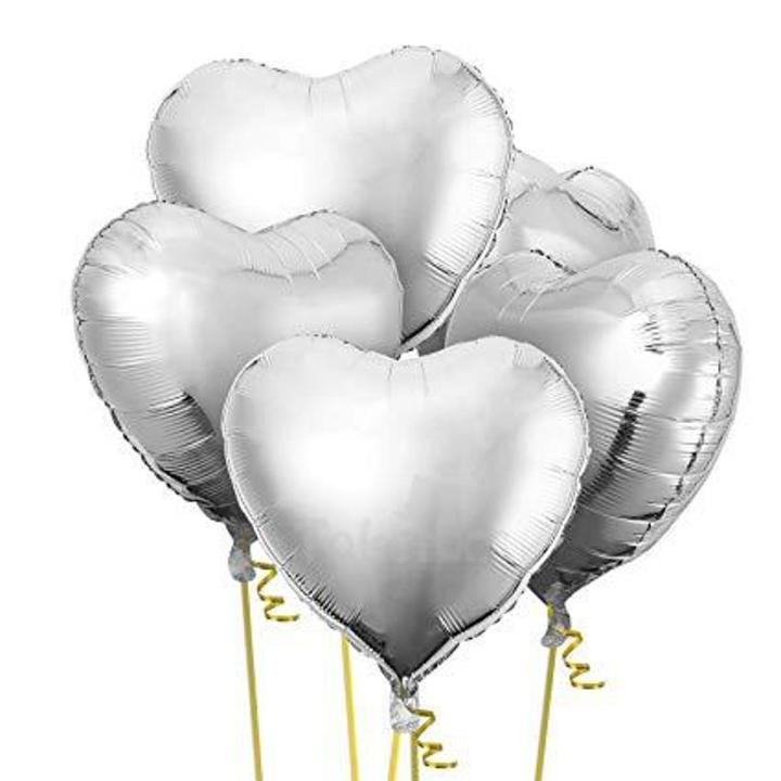 5 PCS Large Silver Heart Foil Balloons - Valentines Balloons Heart Shaped Foil Balloon for Valentines Day Wedding Balloon Party Decorations