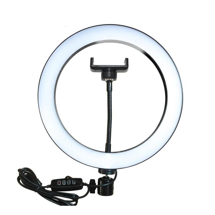 Ringlight 10" / 26cm Ring Light With Phone Holder & 3 Shades of Colours Only Ring light For Video Making Selfie Ring Light Photography Dimmable Makeup 26cm Ring Light Video Live with Phone Holder USB Plug (NO STAND)