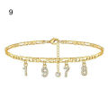 Fashion Women Rhinestone Birth Year Anklet Foot Ankle Chain Pendant Jewelry Gift. 
