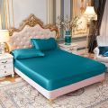 Silk Fitted Bedsheet Plain King Size, 3 Piece Printed Fancy Silk Fitted Bed Sheet King Size with 2 Silk Pillow Covers, Silk Bed Sheet King Size Fancy has Soft and Elegant Feel. 