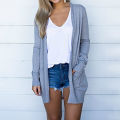Lady Cardigan Pure Color Long Style Cardigan Coat. 