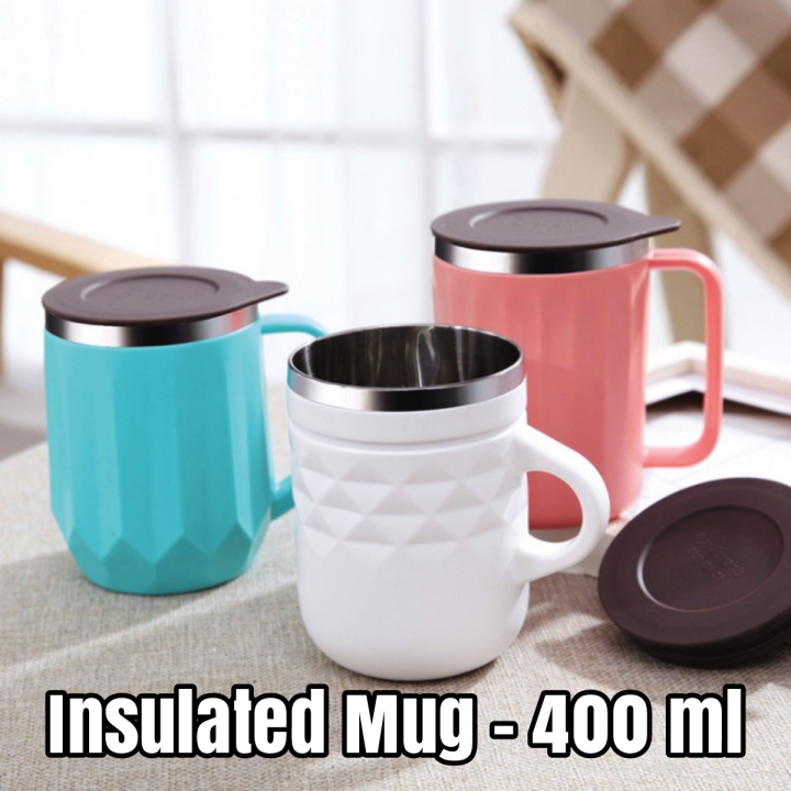 Professional Insulated Mug 400ml able for Hot and Warm Best Quality 400ml Insulated Coffee & Tea Mug Coffee/Tea Hotpot Mug Stainless Steel Coffee Mug Cup with Handle Professional Insulated Mug 400ml able for Hot and Warm Best Quality NOTE random color wil