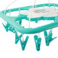 Baby Clothes Drying Hanger Rack With 16 Clips Color May Vary. 