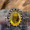 2023 New Handmade Turkish Ring For Men Vintage Eagle Pattern Black Zircon Rings Punk Trendy Islamic Religious Muslim Jewelry. 