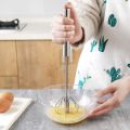 Egg Beater Whisk, Stainless Steel Hand Push Whisk Blender Rotating Push Semi-Automatic Egg Beater Hand Push Mixer Stirrer Kitchen Utensil for Whisking, Mixing, Blending, Stirring. 