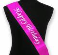 Happy Birthday Sash Shocking Pink And White. 