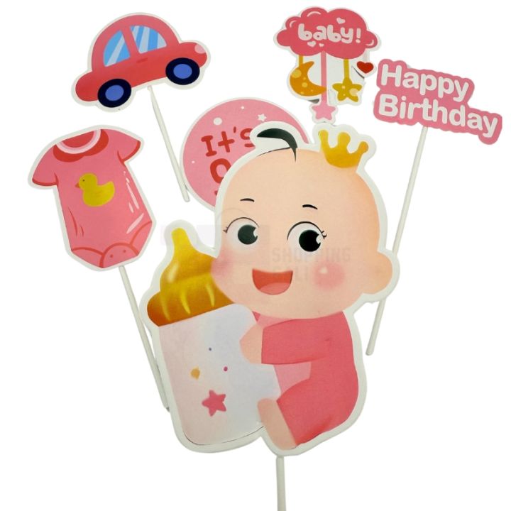 Baby%20Girl%20Cake%20Toppers%20Set%20-%20Baby%20Girl%20Themed%20Party%20-%20Pink%20-%20Girls%20-%20Pack%20Of%206%20-%20Image%203