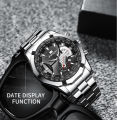 Leisure and Trendy Men's Quartz Watch Stainless Steel Wristband with Business Style Design Suitable for High-quality Watches of Commodity Sports. 