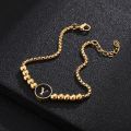 【beauty code】Stainless steel Gold Personality custom Letter Bracelet for Steel ball Chain Women letter Jewelry Gifts. 