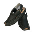 Black Peshawari Chappal Kheri for Men Hand Made - Footwear Pure Leather - Matt Folded Leather Upper. 
