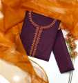 Kataan Silk Ensemble: Unstitched Shirt & Trouser with Organza Dupatta. 