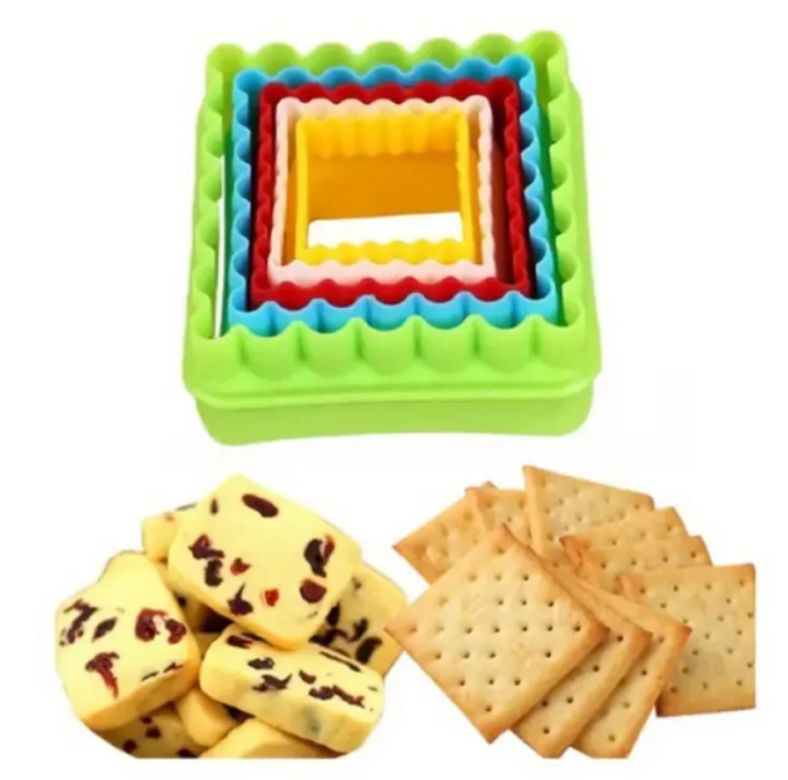 5 Pcs/Set DIY Plastic Embossing Cooking Biscuit Embossing Cutter Baking Tools Mould Cookie Cake Mold Fondant Square Shape Cutter