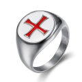 Harong Red Enamel Ring Knights Templar Ring Punk Vintage Jewelry Party Cross Custom Assassins Rings Men Gift. 