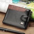 New Men Wallets Patchwork Leather Short Male Purse With Coin Pocket Card Holder Trifold Wallet Men Clutch Money Bag. 