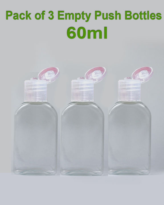 Pack of 3 Empty Plastic Push Bottle 60ML