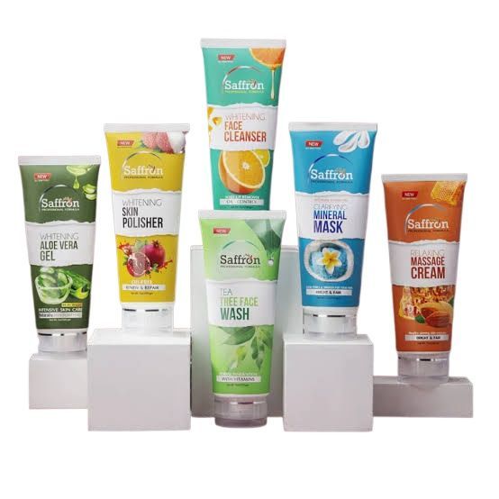 Saffron Whitening Facial Series Combination-1 (200ml Each) Pack of 6 - Complete Skincare Solution