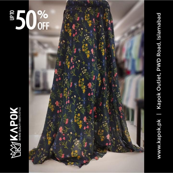 Navy Floral Long Skirt for Women Daraz.pk