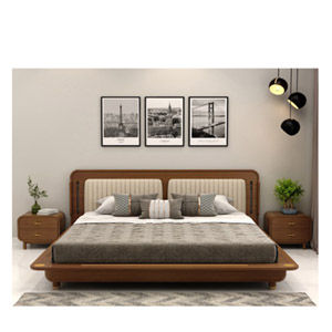 Lotus Premium Solid Wood bed with Brass Inlay