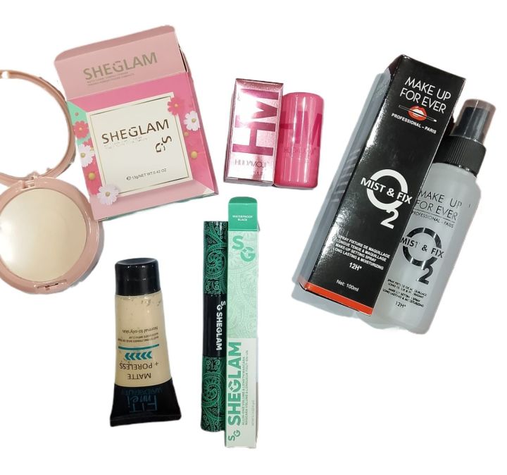 Sheglam compact face fixer , 2 in 1 mascara face foundation and cheeks and lips tint all in one deal