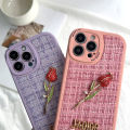 DEL for Huawei Nova 7i Back Cover With 3D Red Rose Fabric Case Soft Silicone Edge Phone Cases. 
