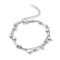【beauty code】Aenine Fashion Rvs Ster Bal Chain Link Armbanden Voor Rose Kleur Double Layer Armband AB17099. 