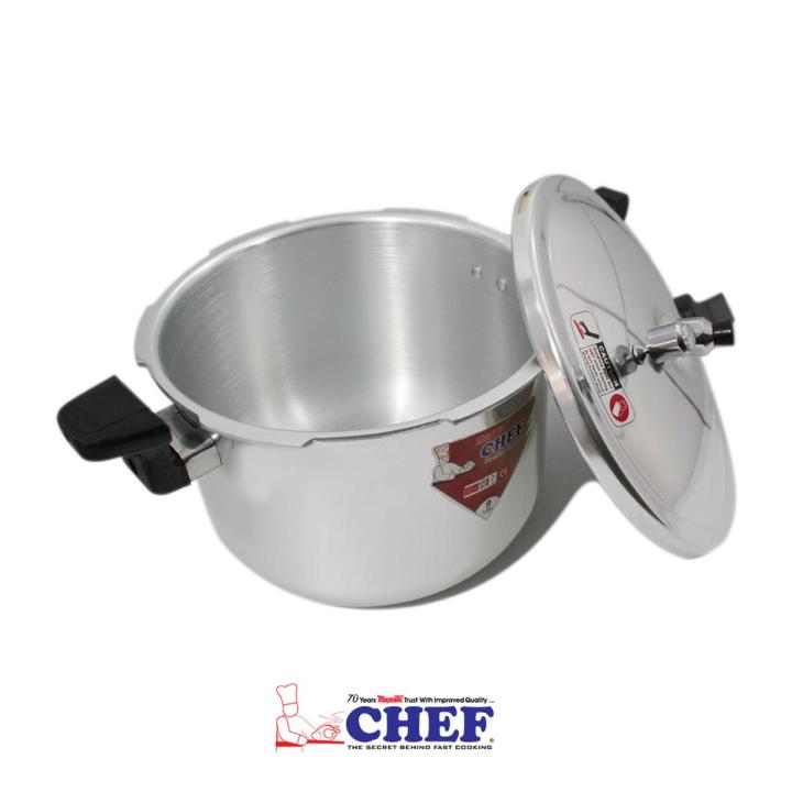CHEF Long Handle Aluminum Pressure Cooker 1305 - 11 Liters [Life Time Blast Proof Warranty]