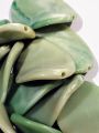 Green Marble Curved Oval Acrylic Plastic Beads Pack of 40 gms. Versatile for DIY Jewelry, Craft Projects, Dress Accessories, Home Decorative Ideas.. 
