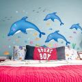 Xh9002 Wall Sticker / Stiker Dinding Blue Dolphin. 