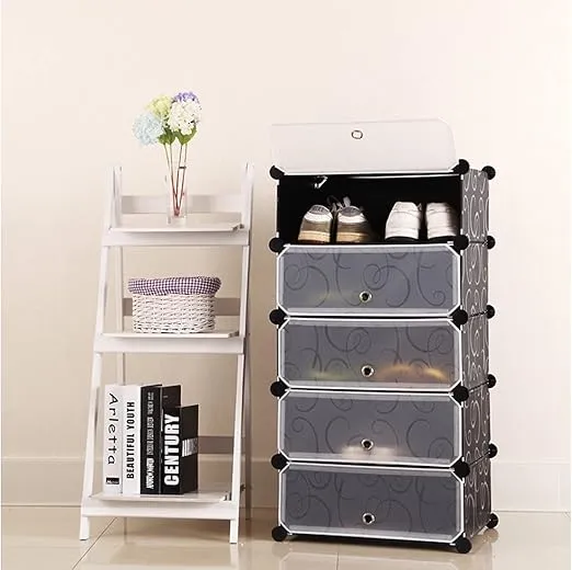Multi-Purpose%20Plastic%205-Layer%20Shoe%20Rack%20Organizer%20%7C%20Portable%20&%20Foldable%20Storage%20Cabinet%20Tower%20with%20Dustproof%20Cover%20for%20Home,%20Bedroom%20&%20Entryway%20-%20Image%202