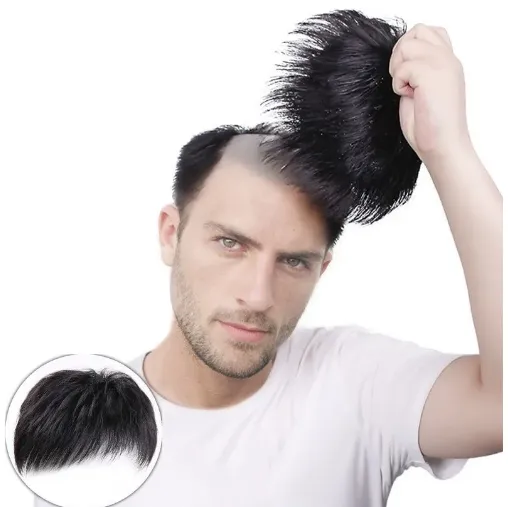 Men s Wig Patch Thick Human Hair Toupee with Around Hair Replacement Prosthetic Hair Wig Male Pieces For Men Baldness Natural Daraz.pk