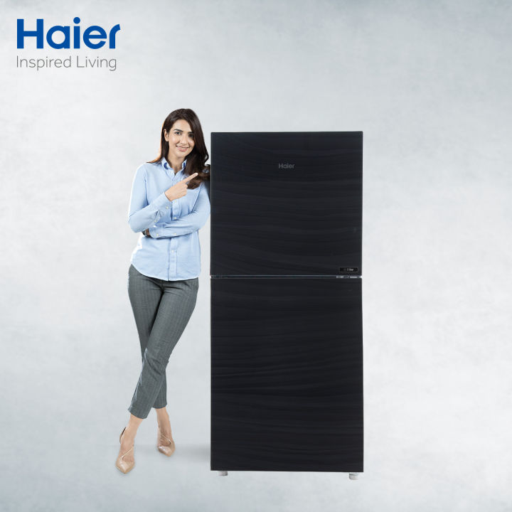 Haier 09 Cu Ft / E-Star Series / HRF-246 EPB (Deepest Freeze +Direct Cool+ 1 Hour Icing Technology +Wide Voltage+ Glass Door) Black Colour /Refrigerator / 10 Years Warranty.