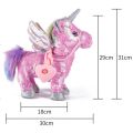 35cm Electric Walking Unicorn Plush Funny Toy Lead Rope Shake Hips Singing Music Stuffed Toy For Children Kids Gift. 