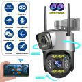PTZ WIFI OUTDOOR DURAL LENS 2MP+2MP 4MP IN TOTAL DURAL IR LED COLORVU NIGHT VISION APP V380 PRO WITH POWER ADAPTOR. 