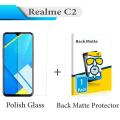 Real me C2 Tempered Glass Screen Protector + Back Matte Protector Soft Film Protection For Real-me C2. 