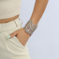 Zooying 2023 Fashion Oversized Silver Chunky Statement Cuff Bracelet For Women Open Cuff. 