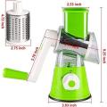 New Original Multifunctional Kitchen Gadgets Cutting Machine, 3 in1 Slicer, Manual Vegetable Cutter Slicer Round, Grater, kadokash, Table top Drum grater Chopper Blades. 